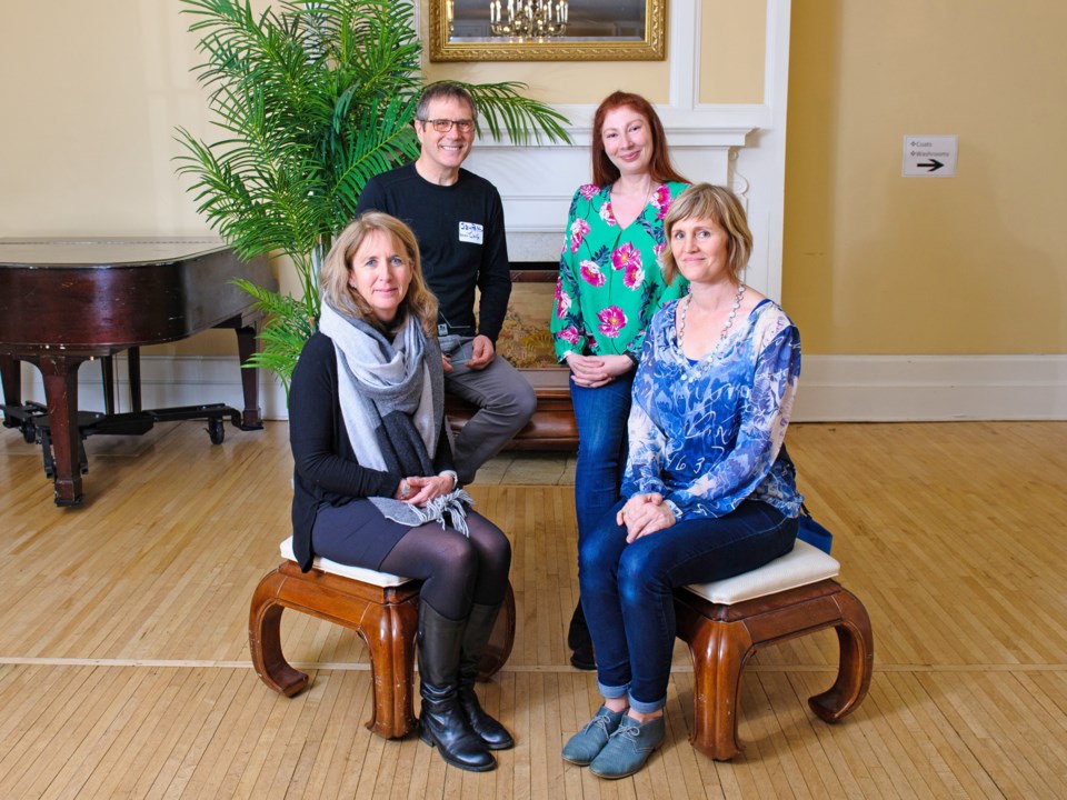 L-R: General Wolfe principal Susan Nichols, Jay Pelton, General Wolfe teacher Ashlie Arbour-Polley,