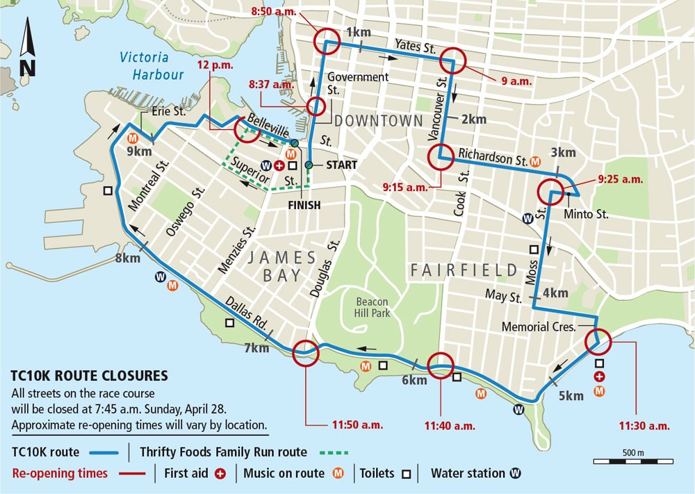 Road closures for TC10K course to start at 7:45 a.m. Sunday - Victoria ...
