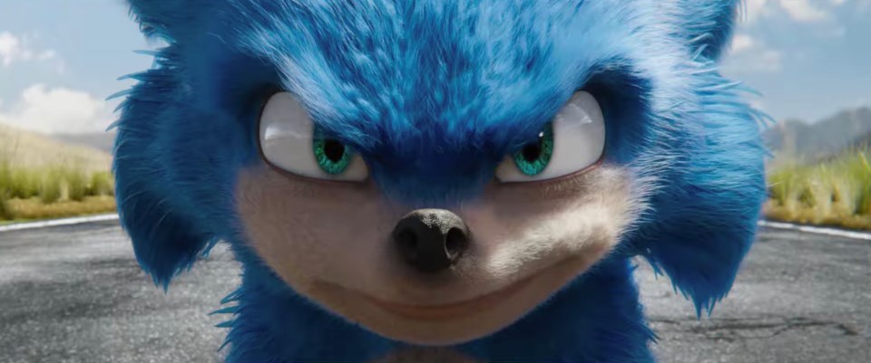 A screenshot from the Sonic the Hedgehog movie.
