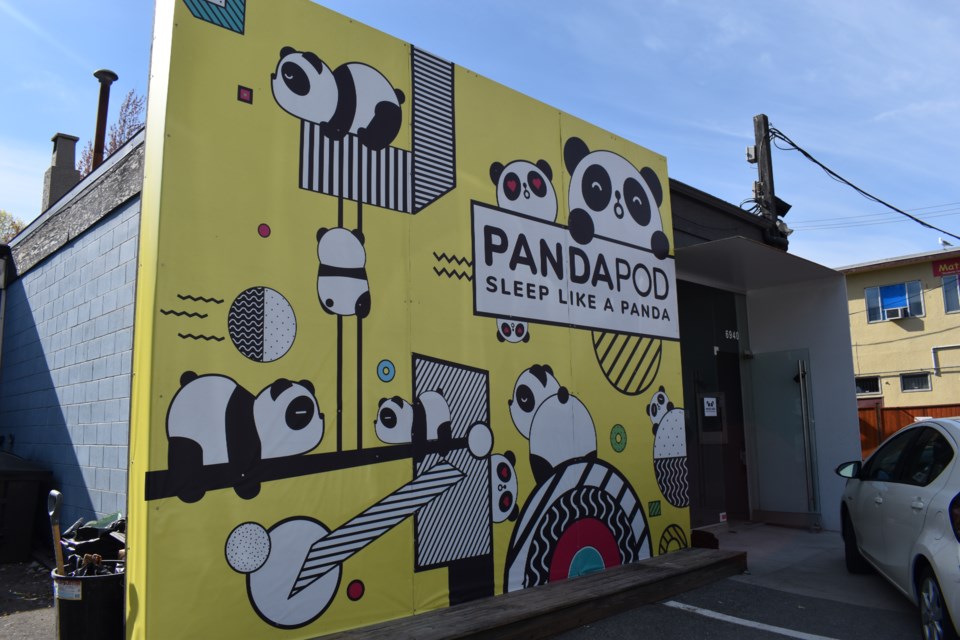 Outside the Panda Pod Hotel, the first capsule hotel in the Lower Mainland. Photo: Alyse Kotyk