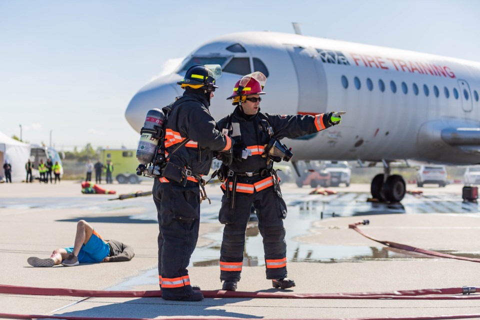 Nearly 500 people participated in a training exercise involving a mock plane crash at YVR on Tuesday. Photo: Submitted