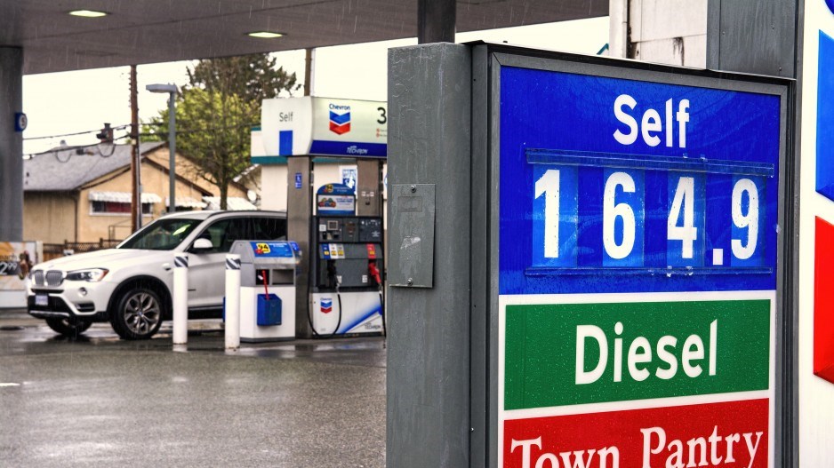 Gas prices in the Lower Mainland currently range from $1.65 to $.170 per litre. File photo