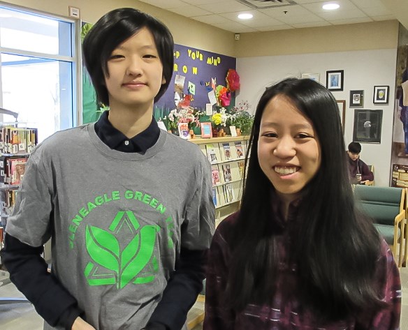Two Gleneagle students won first place, Janelle Feng for her video on responsible shopping and Diane Huang for her article on disposal menstrual products.