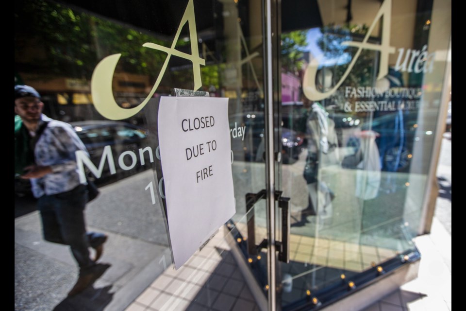 Aurda Fashion Boutique remained closed on Wednesday, May 8, 2019, after Monday's fire at the former Plaza Hotel.