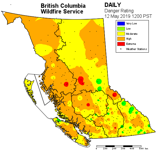 Fire danger map