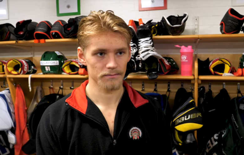 Kristoffer Gunnarsson after scoring his first SHL goal for Frolunda.