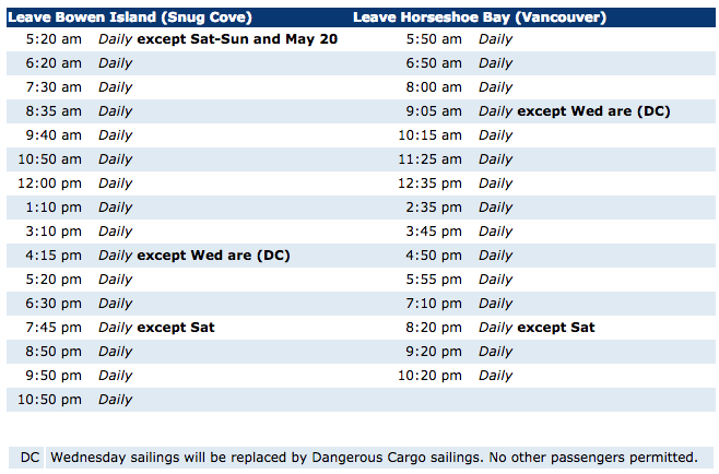 Ferry Schedule