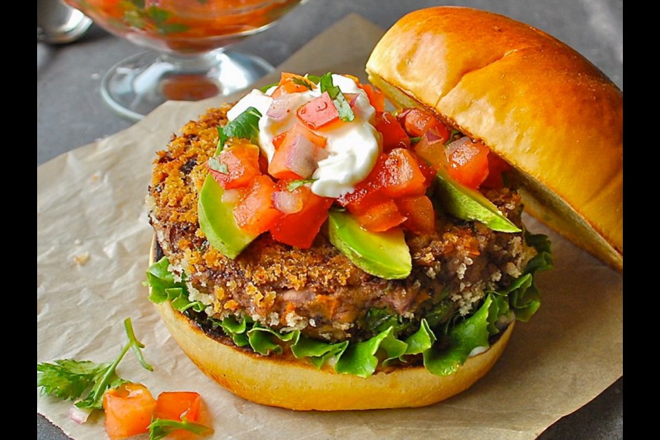 Canned black beans is the budget-friendly anchor ingredient in these Southwest-style, meat-free burgers.