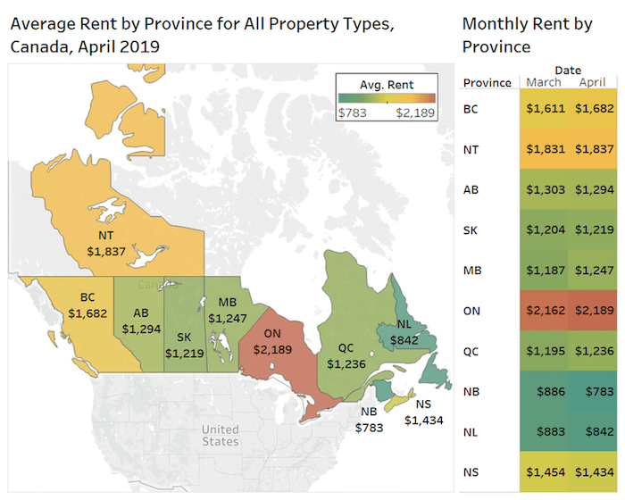 Rentals.ca provincial map rental homes