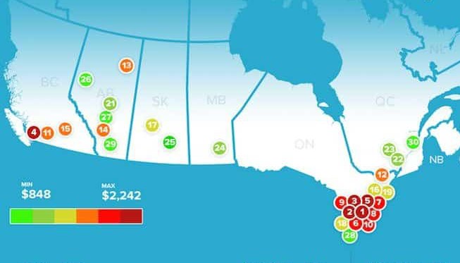 Rentals.ca infographic map rental prices