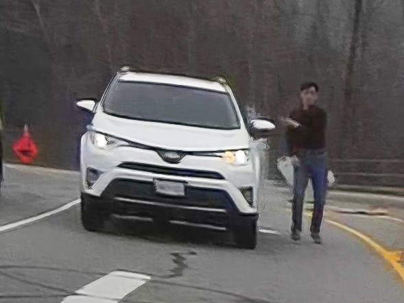 Police describe the witness as a clean-shaven Asian man with a slim build and short, black hair, driving a white Toyota RAV 4 SUV