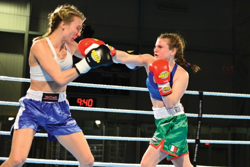 Coming from the Sunshine Coast, Angela Cantarutti, at right, will be fighting North Van’s Nyousha Nakhjiri in one of the amateur bouts on the Thrilla at the Villa boxing event at Burnaby's Grand Villa Casino on Friday.
