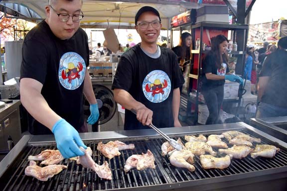 Jee Lee was cooking some barbecue chicken at the Richmond Night Market.