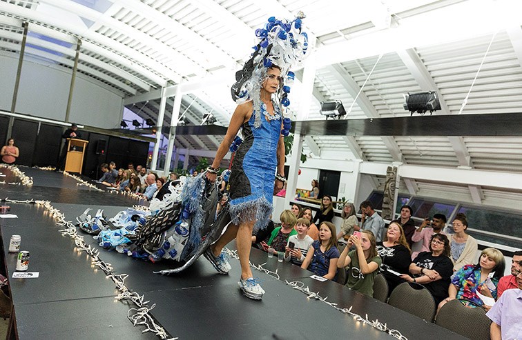 Wearable art designed by Janna Burgat is modelled on Saturday night at Two Rivers Gallery during their first ever Trashion Show. Citizen Photo by James Doyle