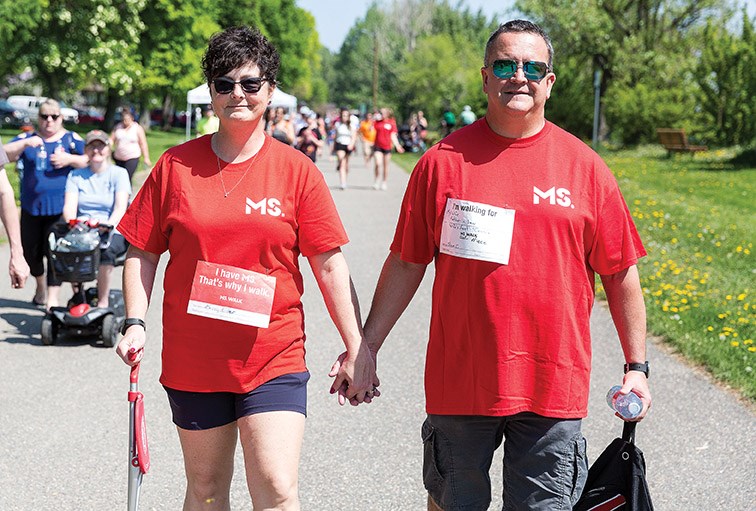 Kerry Etter, left, and Steve Etter make their way around Lheidli T’enneh Memorial Park on Sunday during the annual MS Walk. Kelly is walking in support of herself while Steve is walking in support of his wife, father-in-law, his wife’s aunt and cousin, and his niece. Citizen Photo by James Doyle