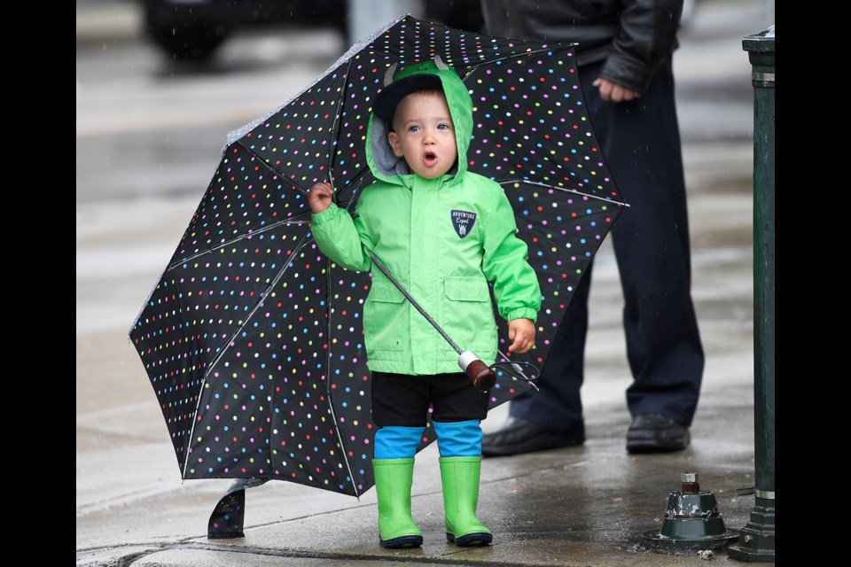 21-month-old Leonard Karaba was ready for the weather.