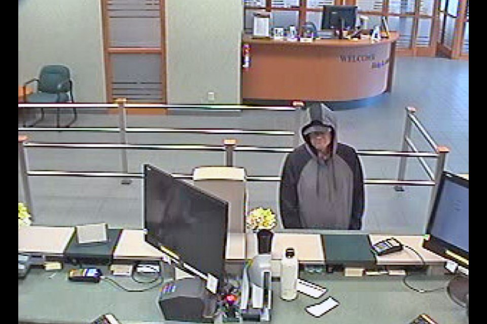 Suspect in the robbery of a TD bank on Wednesday. Photograph via Saanich Police.