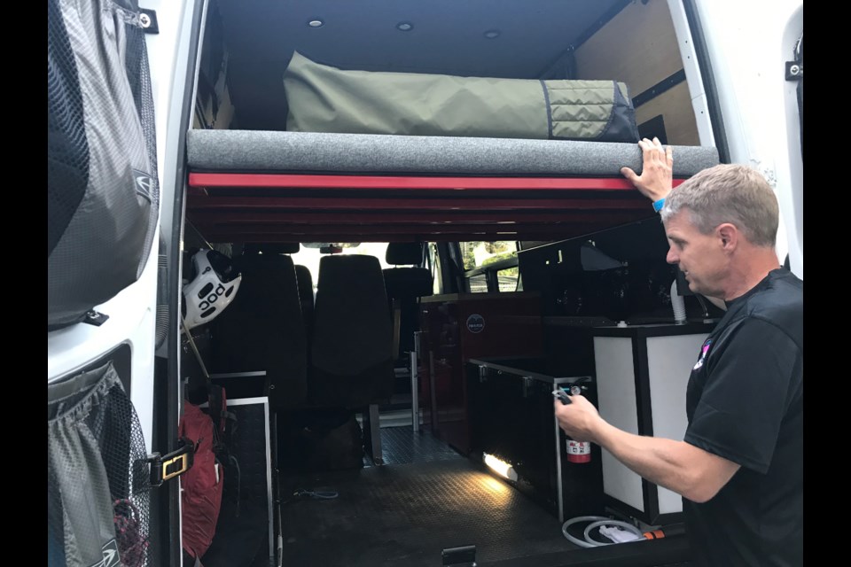 Kate and Alex's van has space for mountain bikes.