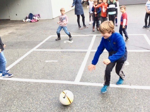 Four square, true to its name, is played on four squares.