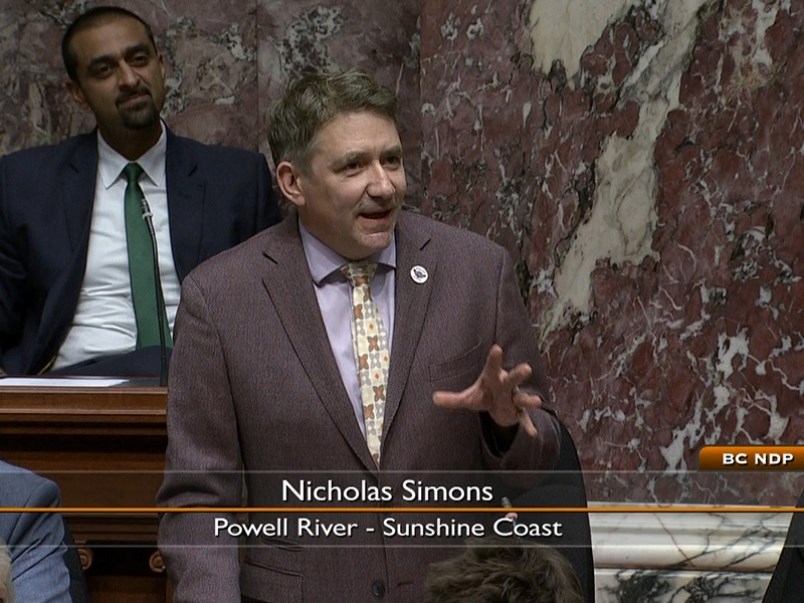 Powell River-Sunshine Coast MLA Nicholas Simons