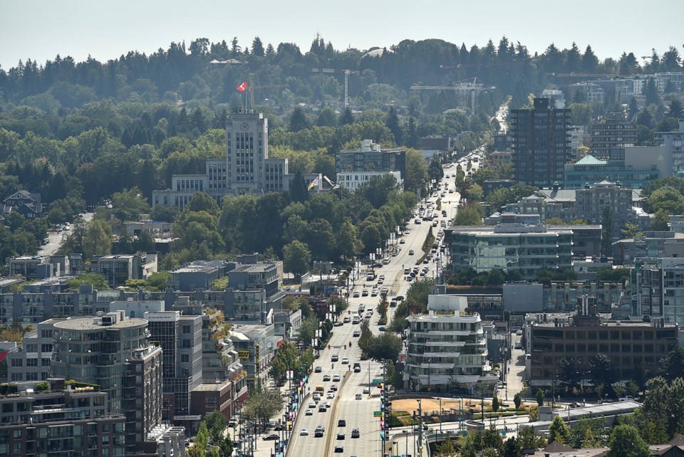 Looking south along Cambie street from downtown Vancouver. Photo Dan Toulgoet