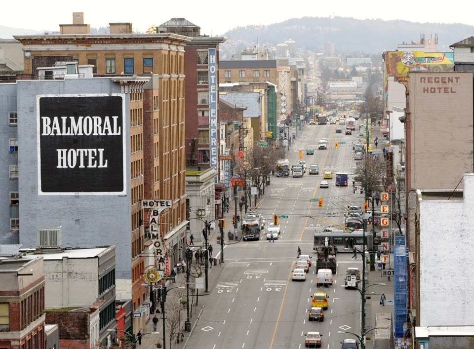 Looking east down East Hastings Street. Photo Dan Toulgoet