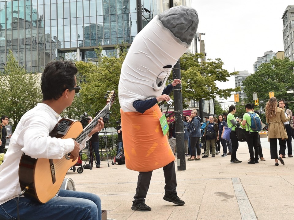 The City of Vancouver debuted its new mascot to promote its new cigarette butt disposal initiative: