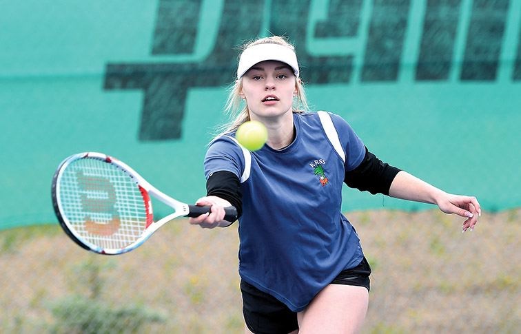 Jenna Korolek from Kelly Road Secondary School competed in the girls final of the high school zone tennis tournament Wednesday held at the Prince George Tennis Club.
