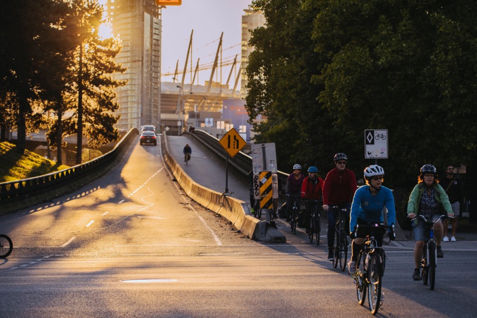 The British Columbia Cycling Coalition is hosting the June 17/18 summit, in conjunction with the anticipated release of the province’s first-ever active transportation strategy. Shown is the Georgia Viaduct in Vancouver.