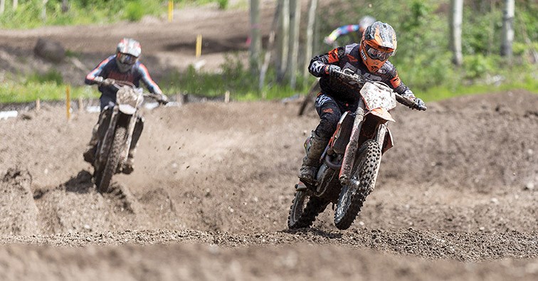 Racers make their way around the Blackwater Motocross Track on Saturday afternoon while competing in the first 250 Pro Moto during Round 2 of the Rockstar Energy Motocross Tour. Citizen Photo by James Doyle June 8, 2019