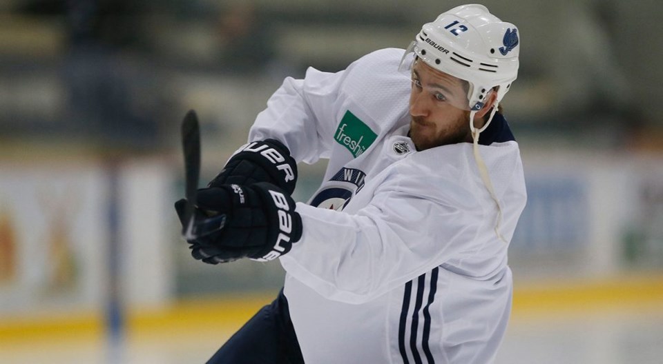 Kevin Hayes practicing with the Winnipeg Jets.