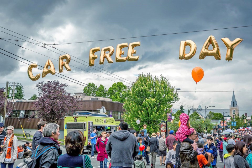 Park your car and enjoy walking along Denman Street for the West End’s annual car free day. Photo su