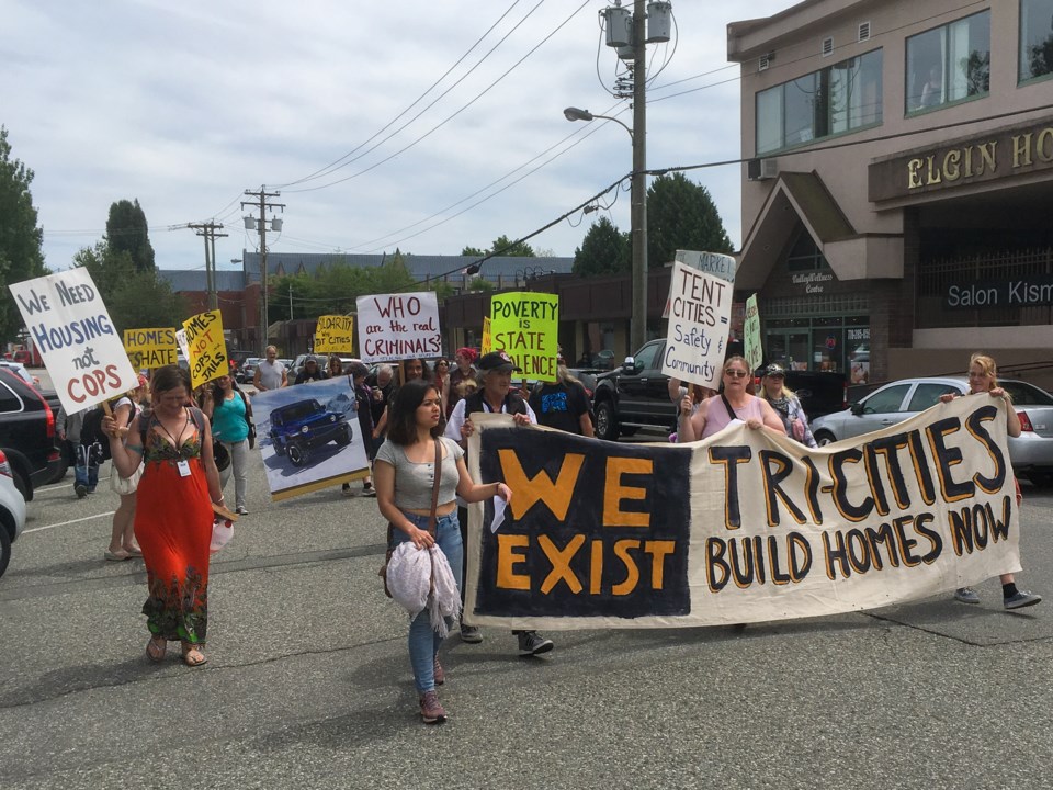 Protestors snarl traffic in downtown Port Coquitlam Thursday