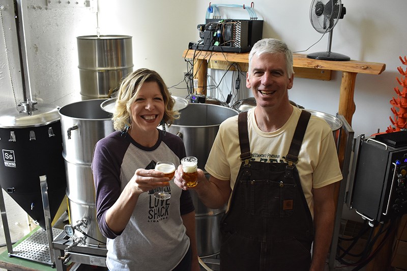 Vancouver Island University anthropological archeologist professor Marie Hopwood and brewer Dave Pa