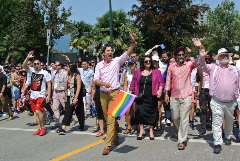 Prime Minister Justin Trudeau took part in last year’s Vancouver Pride Parade. Photo Martha Perkins