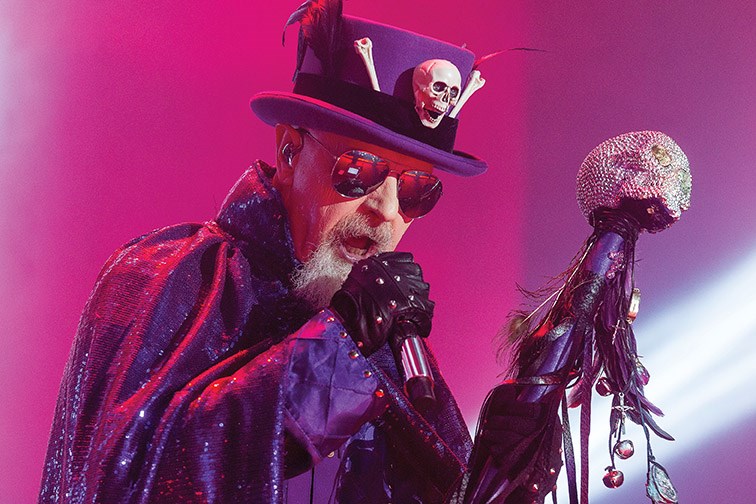 Judas Priest frontman Rob Halford performs on stage at CN Centre on Friday night. Citizen Photo by James Doyle