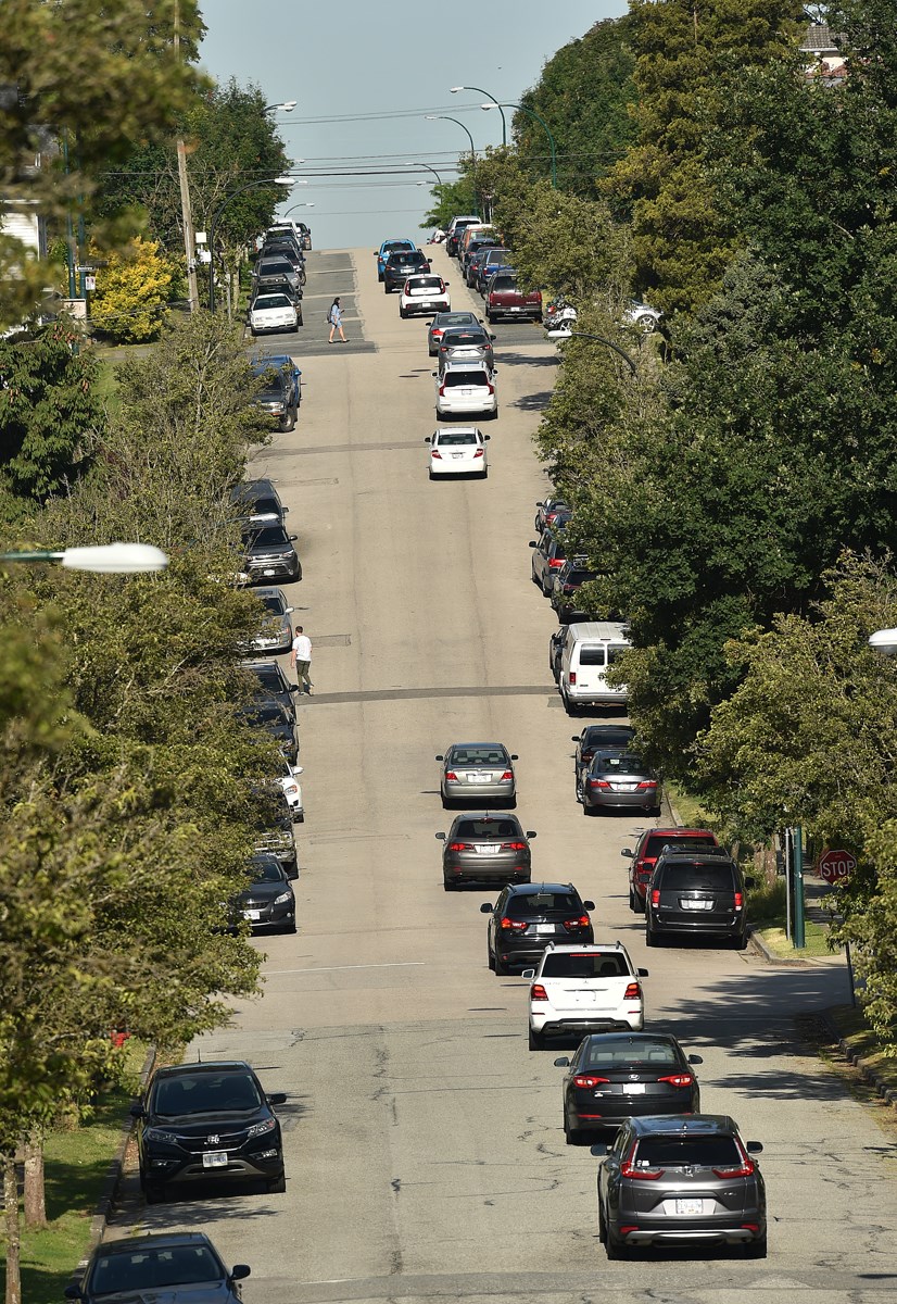 A line of traffic makes its way along East Georgia. Photo Dan Toulgoet