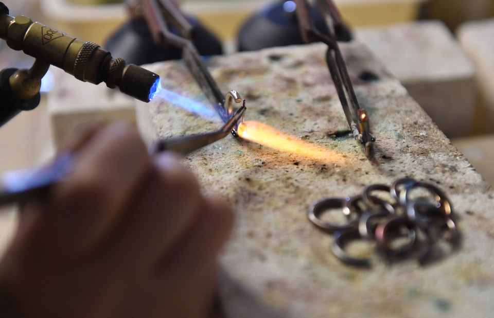 A team of female jewellers works with Morrison to help bring her designs to life. Photo Dan Toulgoet