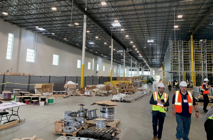 Amazon's vast warehouse in Tsawwassen has a lot of construction work left to be done. Photo Glen Kor