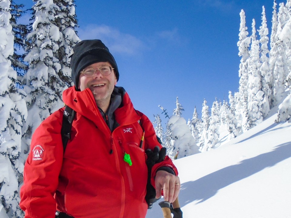 Chapman in the Selkirk Range doing backcountry ski training with Coquitlam Search and Rescue