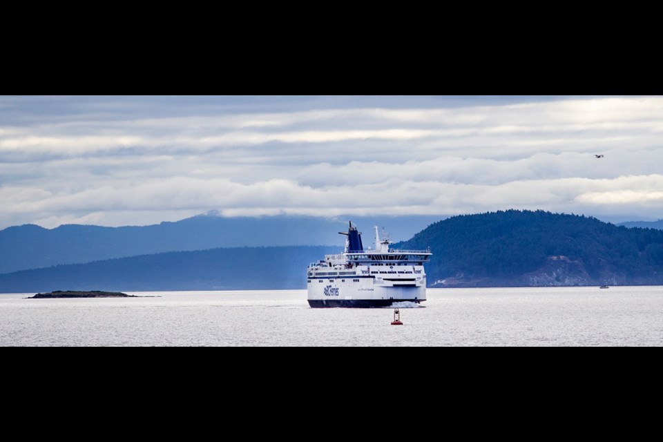 B.C. Ferries' Spirit of British Columbia approaches Swartz Bay Terminal.