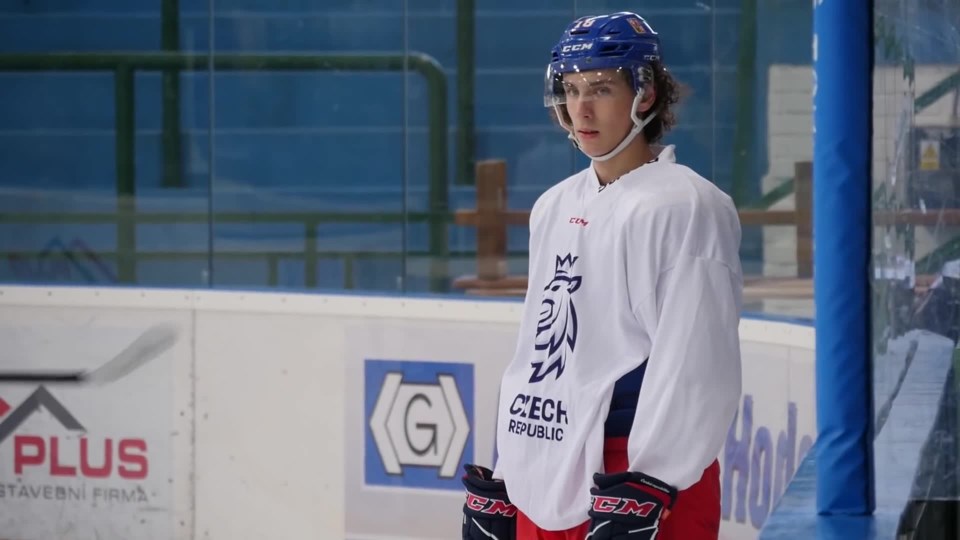 Karel Plasek practices with the Czech junior team.