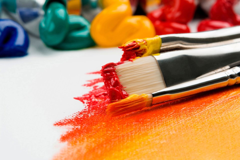 art, paint and brushes, artists, stock photo
