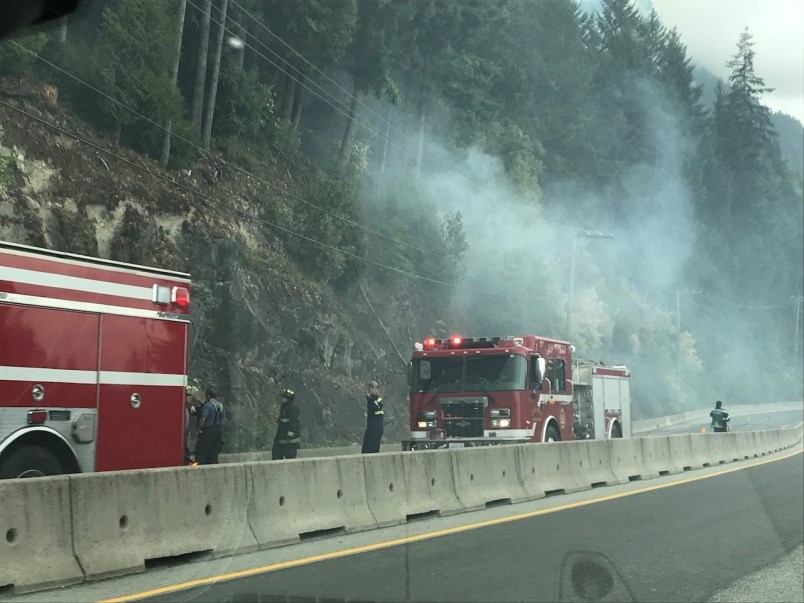 Fire near the Sea to Sky Highway