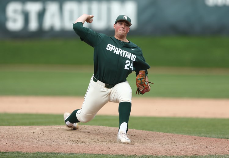 North Vancouver’s Indigo Diaz fires a pitch for the Michigan State Spartans. photo supplied MSU Athletic Communications