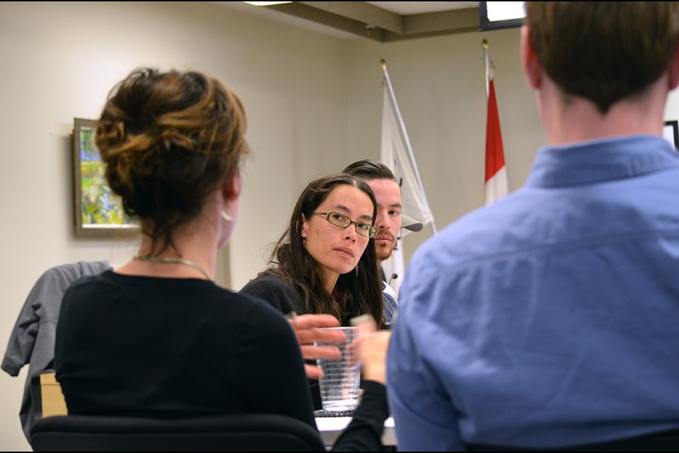 Thomasina Pidgeon and Rufio West, centre, appeared before council on June 25 during their discussions on the revised draft of Bylaw No. 2679.