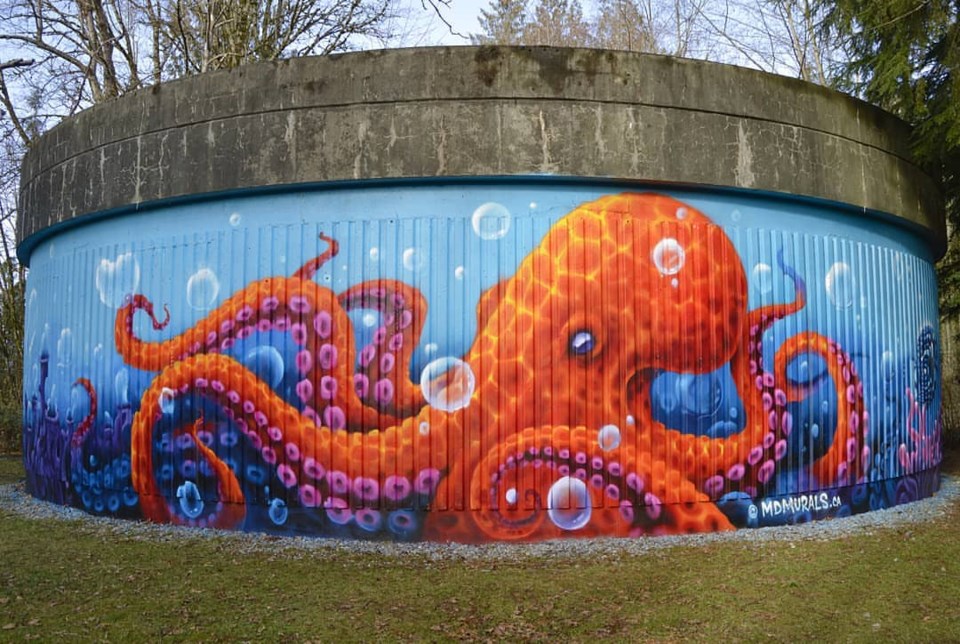 octopus, Gaglardi Way, Burnaby murals