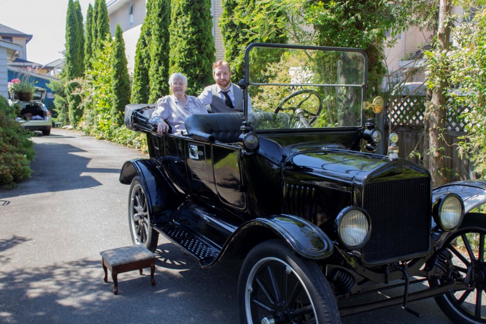 Jean Bushfield was very excited when her son-in-law, Ralf Hallum, and grandson, Ken Hallum (pictured), picked her up in a 1919 Model T car, which was made the same year she was born. Photos submitted