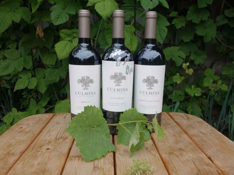 Culmina's Merlot, Hypothesis and Cabernet Sauvignon.