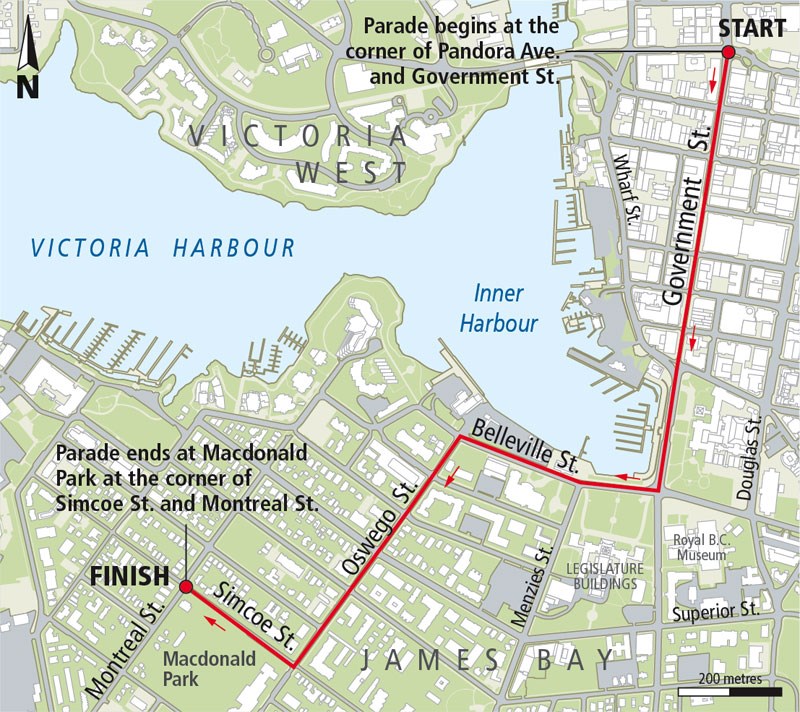 Routes to take and not to take on Victoria Pride Parade day Victoria